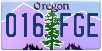 OR license plate 016FGE