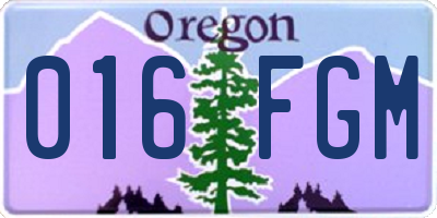 OR license plate 016FGM