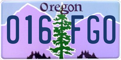 OR license plate 016FGO