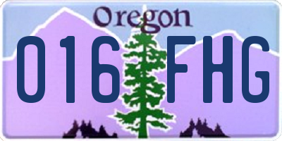 OR license plate 016FHG