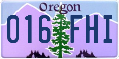 OR license plate 016FHI