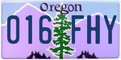 OR license plate 016FHY
