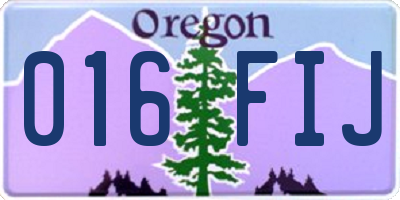 OR license plate 016FIJ