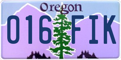 OR license plate 016FIK