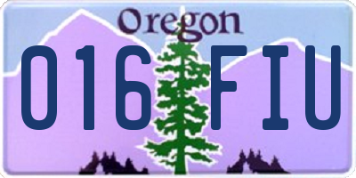 OR license plate 016FIU