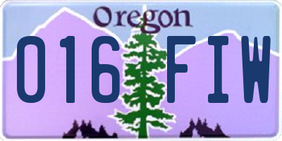 OR license plate 016FIW