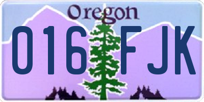 OR license plate 016FJK