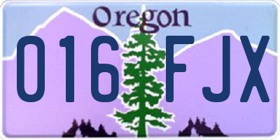 OR license plate 016FJX
