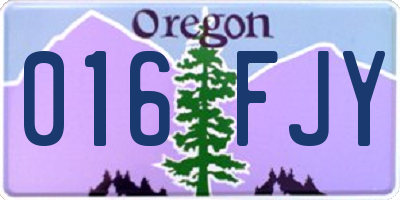 OR license plate 016FJY