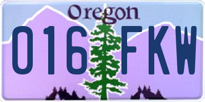 OR license plate 016FKW