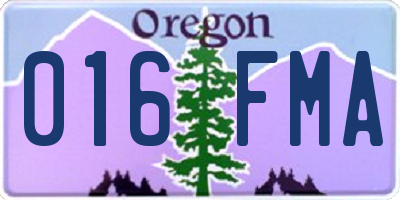 OR license plate 016FMA