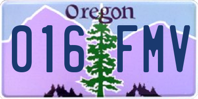 OR license plate 016FMV