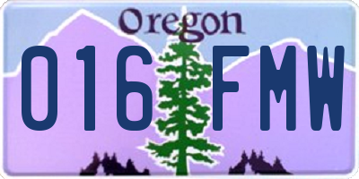 OR license plate 016FMW