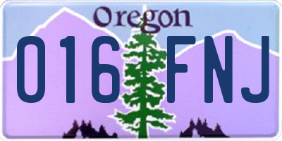 OR license plate 016FNJ