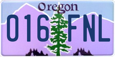 OR license plate 016FNL