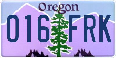 OR license plate 016FRK