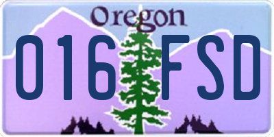 OR license plate 016FSD