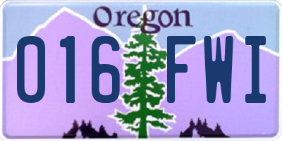 OR license plate 016FWI