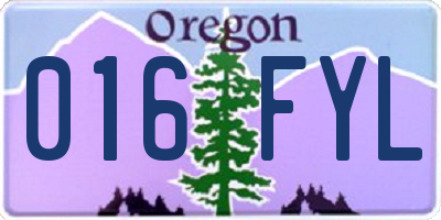 OR license plate 016FYL