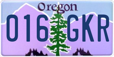 OR license plate 016GKR