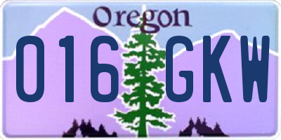 OR license plate 016GKW