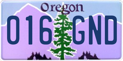 OR license plate 016GND