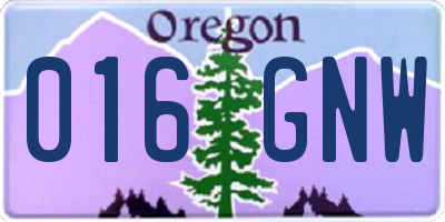 OR license plate 016GNW