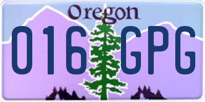 OR license plate 016GPG