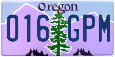 OR license plate 016GPM