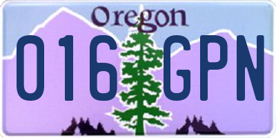 OR license plate 016GPN