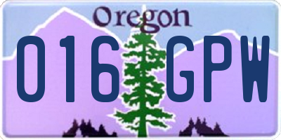 OR license plate 016GPW
