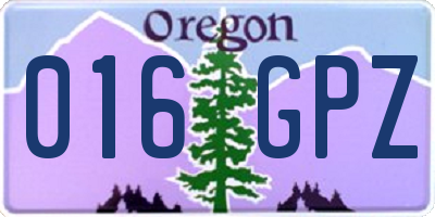 OR license plate 016GPZ