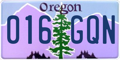 OR license plate 016GQN