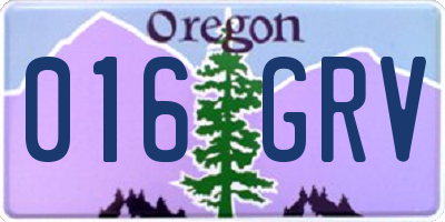 OR license plate 016GRV