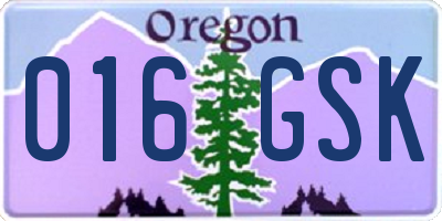OR license plate 016GSK