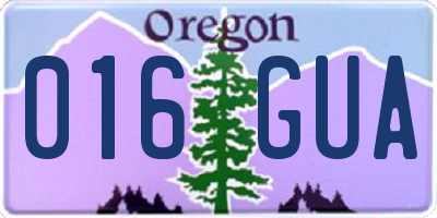 OR license plate 016GUA