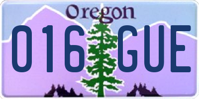 OR license plate 016GUE