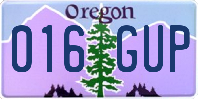 OR license plate 016GUP