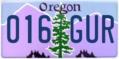 OR license plate 016GUR