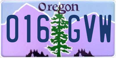 OR license plate 016GVW