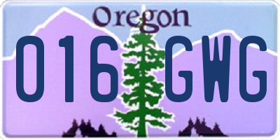 OR license plate 016GWG