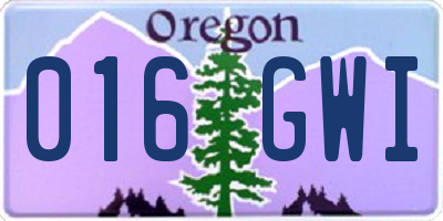 OR license plate 016GWI