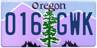 OR license plate 016GWK
