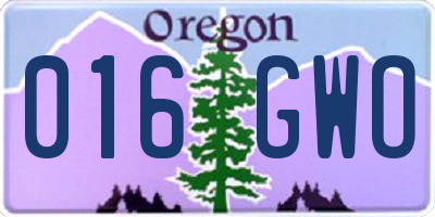 OR license plate 016GWO