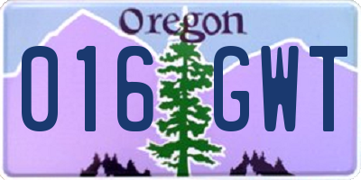 OR license plate 016GWT