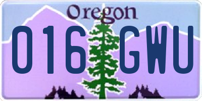 OR license plate 016GWU