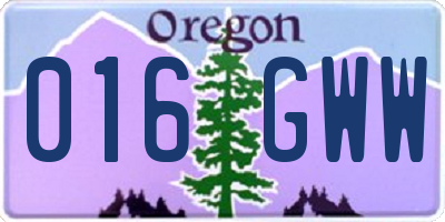OR license plate 016GWW