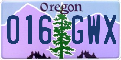 OR license plate 016GWX