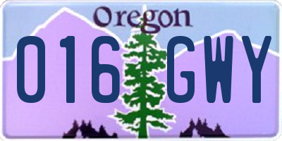 OR license plate 016GWY