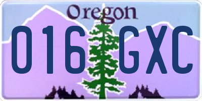 OR license plate 016GXC